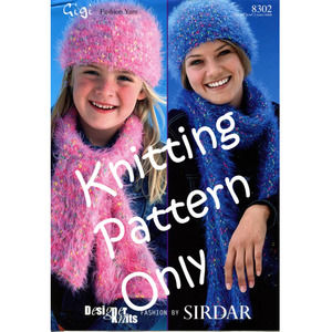 New Sirdar 8302 Gigi Fashion Yarn Designer Knits Hat Scarf Knitting Pattern